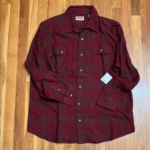 Wrangler Deep Red Shirt,  55% Cotton